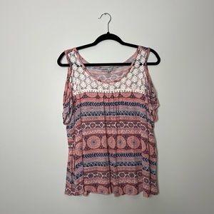 Absolutely Famous Aztec Pink Multi Top Size XL